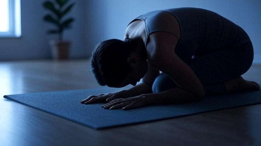 Person practicing yoga pose for relaxation and improved sleep.