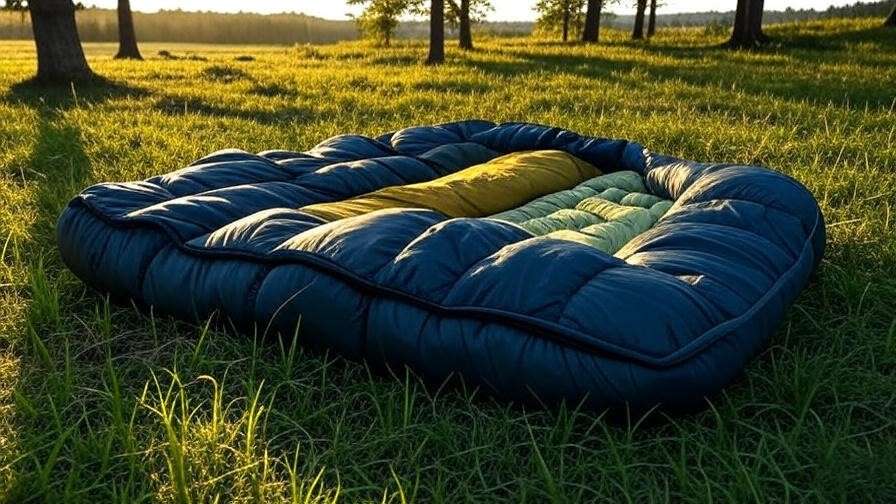 Nemo Sleeping Bag setup with pad and accessories on campsite.