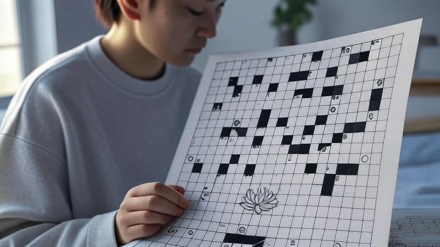 Designing a crossword grid with Buddhist symbols like lotus and Bodhi tree