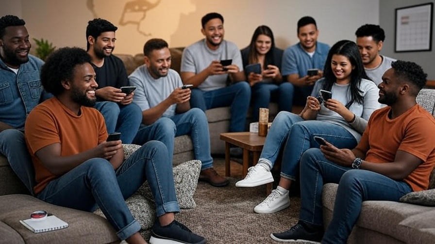 Group planning Texas Roadhouse happy hour with smartphones and map