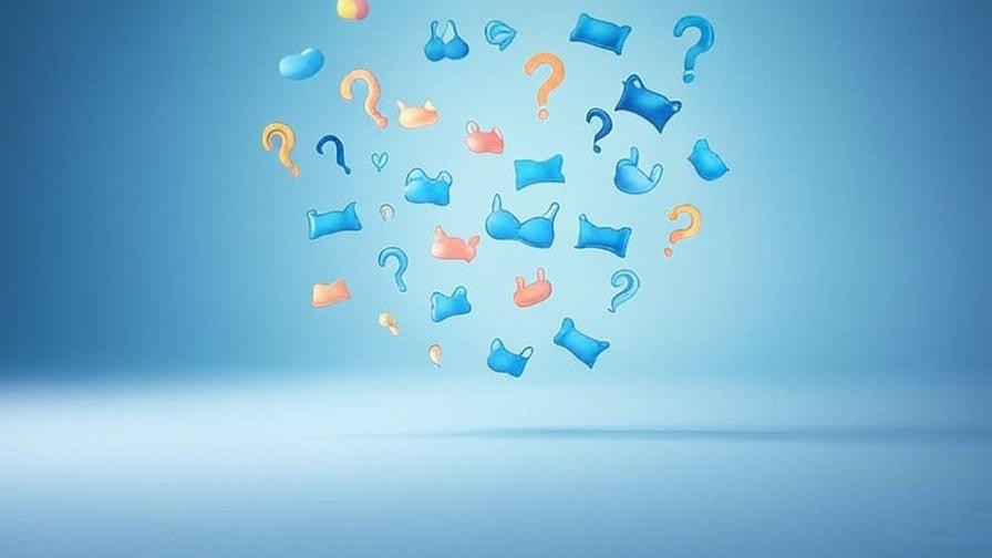 Icons representing FAQ questions about sleep bras on a soothing blue background.