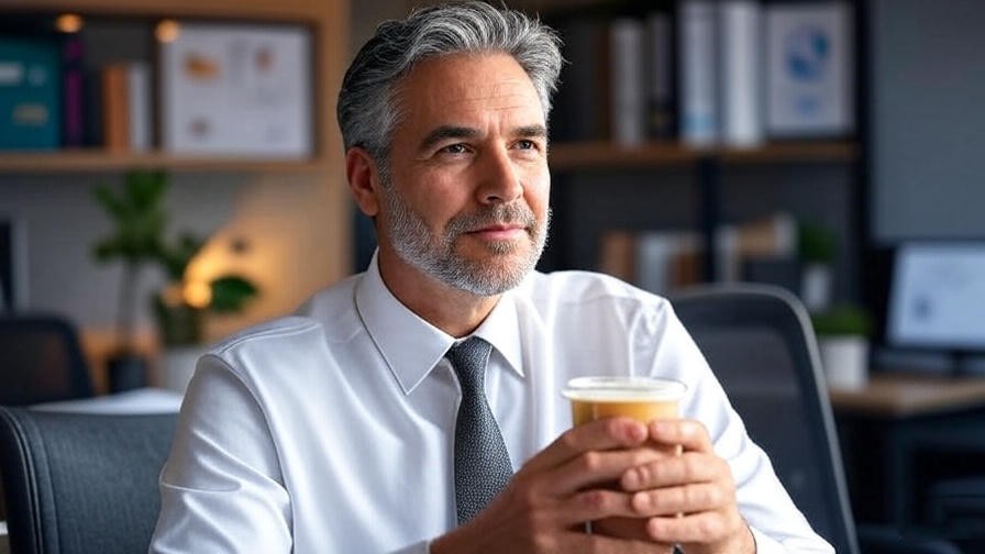 Sleep expert holding Living the Dream Brewery drink with scientific charts in background.