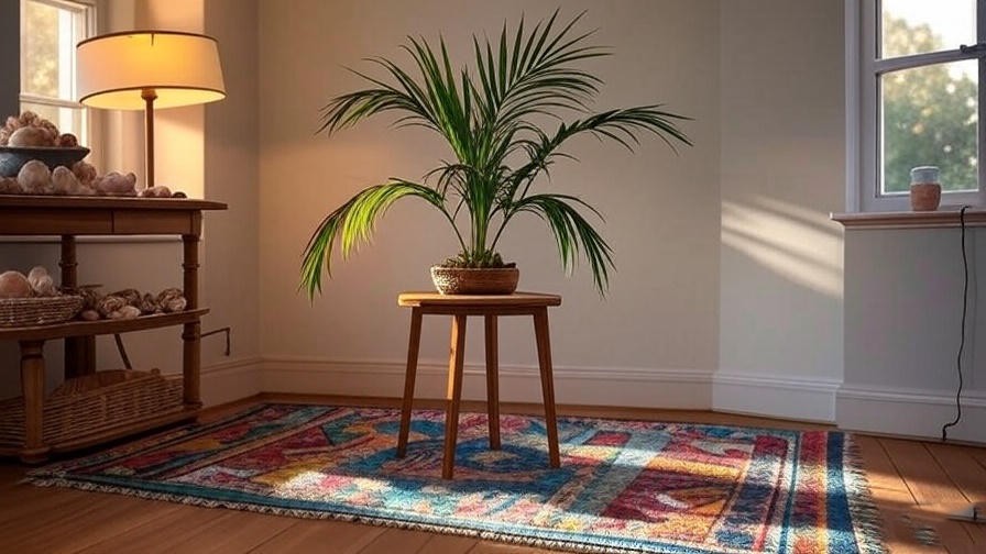 Cozy indoor Jamaican meditation space with tropical decor