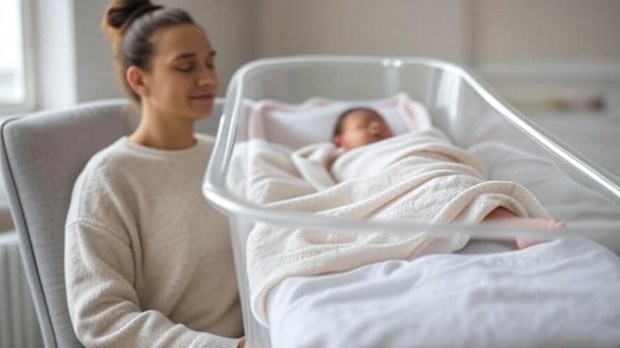 Parent practicing mindfulness with newborn sleeping nearby.