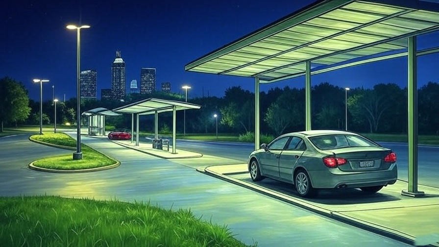 Illustrated map of safe parking spots for car sleeping in Indianapolis.