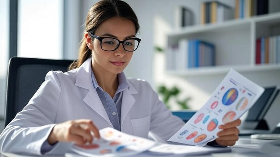 Pediatrician reviewing infant sleep book for expert advice