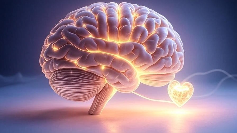  Stylized brain and heart connection illustrating science of seeing eyes during meditation.
