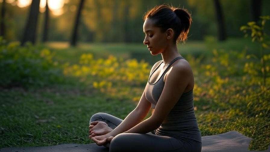 Yoga and meditation scene for sleep apnea breathing exercises in nature