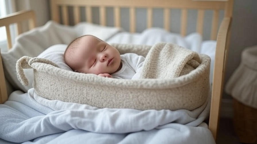 Baby sleeping safely in a wool sleep sack in a crib
