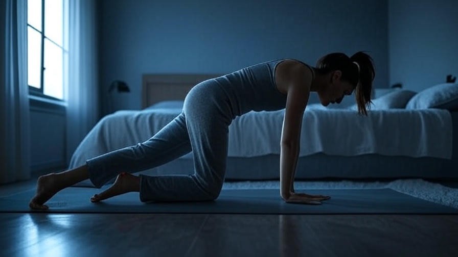 Person doing calf stretch in a calm bedroom to improve circulation and sleep.