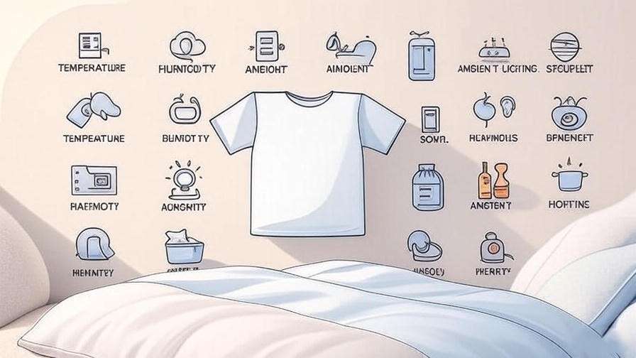 Illustration of sleep environment checklist with a men’s sleep t-shirt as the focus.