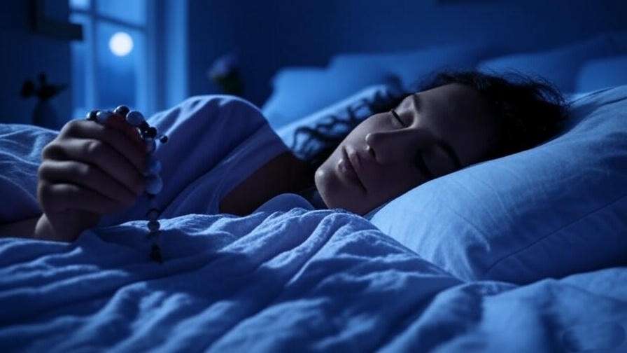  Rosary meditation practice for better sleep and nighttime relaxation.
