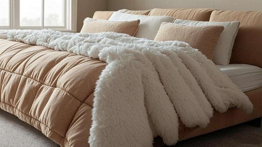 Close-up of queen sleeper sofa bed with mattress topper and comfortable bedding.