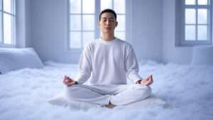 meditating in colors white light