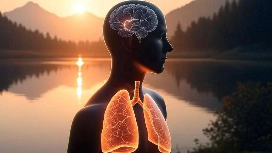 Infographic of human silhouette showing meditatio benefits for physical health