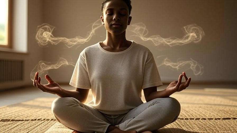Person in lotus position demonstrating Gotama-inspired sitting meditation posture.
