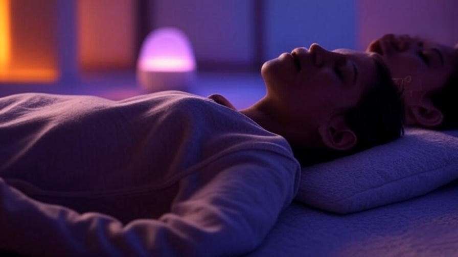 Person practicing body scan meditation in a calm room with lavender diffuser.