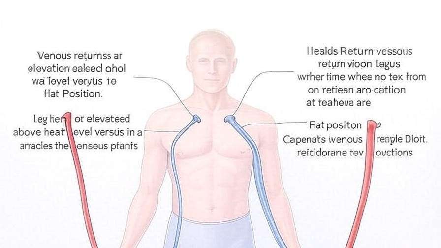 Infographic showing improved blood circulation with legs elevated.