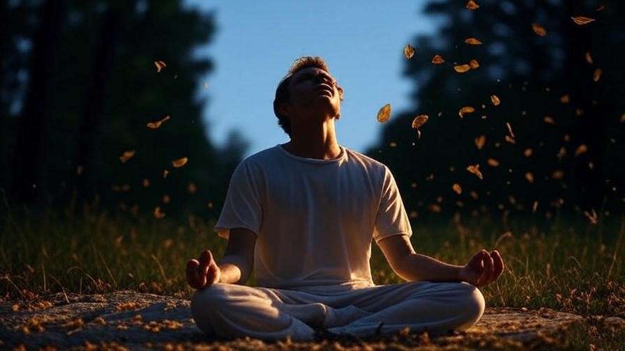 Person meditating with a relaxed jaw surrounded by nature, symbolizing holistic well-being
