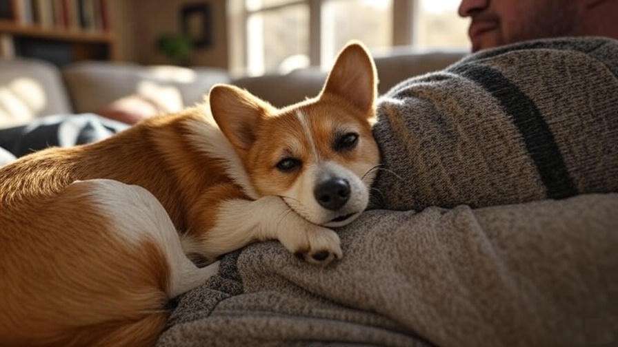 Small dog sleeping on owner's lap, highlighting pet-owner bonding and dog sleep habits for trust.

