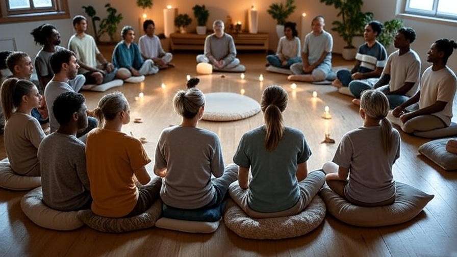 Cozy indoor meditation circle with cushions and candles for a serene experience.
