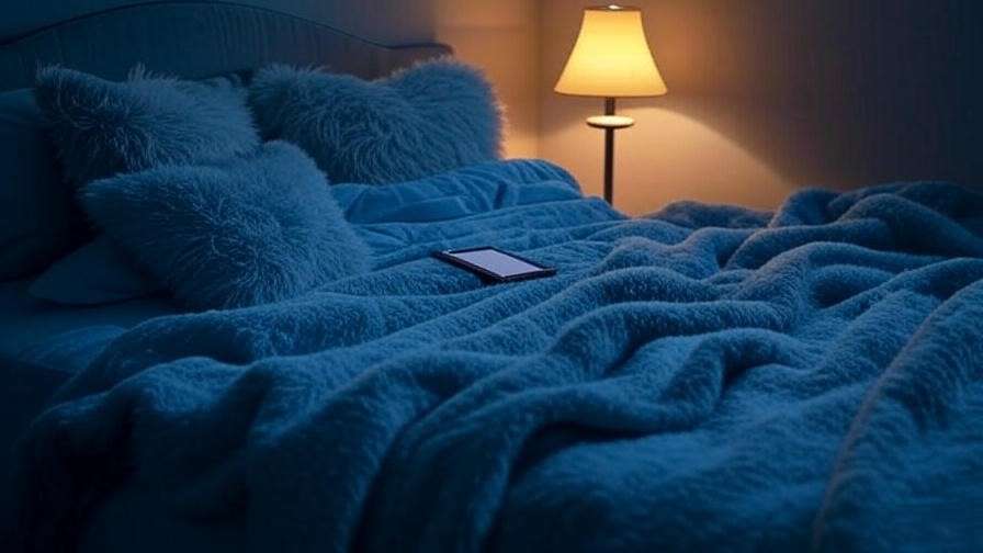 Cozy bedroom with Kindle for bedtime reading ritual to improve sleep