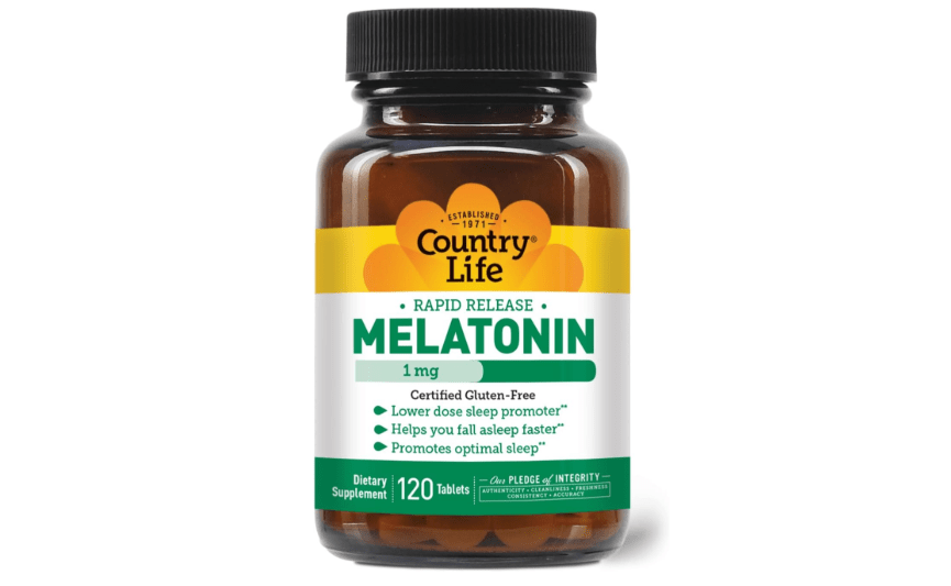  Country Life Melatonin Sleep Aid 1mg - Non-GMO, Gluten-Free, Vegan.
