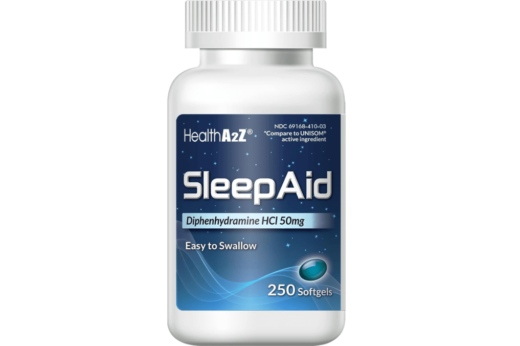 
HealthA2Z Sleep Aid, Diphenhydramine Softgels.
