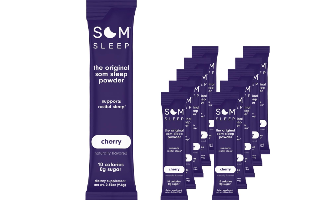 Som Sleep, Restful Sleep Powder Drink Mix w/Melatonin, Magnesium, Vitamin B6, L-Theanine & GABA.