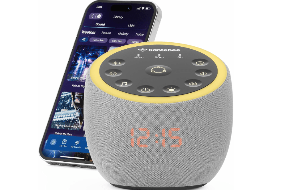 White Noise Sound Machine for Sleeping, 361 Soothing Sounds, Smart APP Control, Custom Buttons, Non Looping Natural Sounds, Bedside Dimmable Clock, Night...
