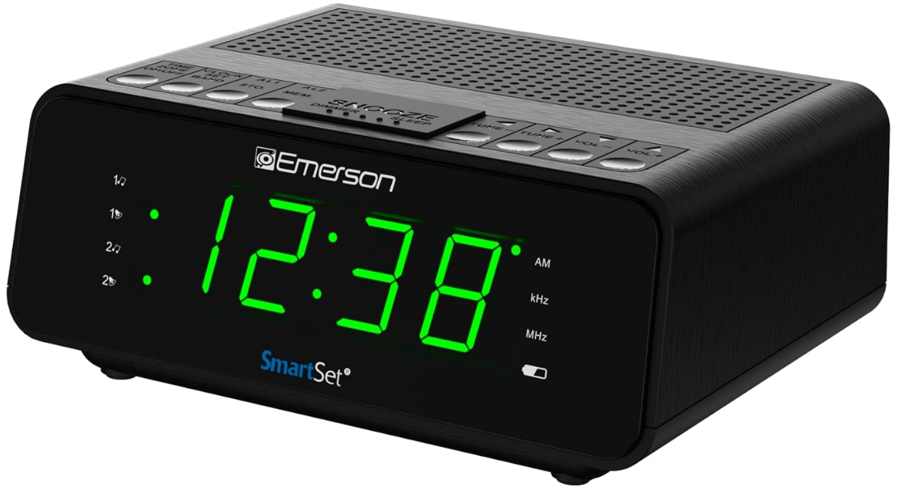 Emerson SmartSet Dual Alarm Clock Radio with AM/FM Radio, Dimmer, Sleep Timer and .9" LED Display, CKS1900 