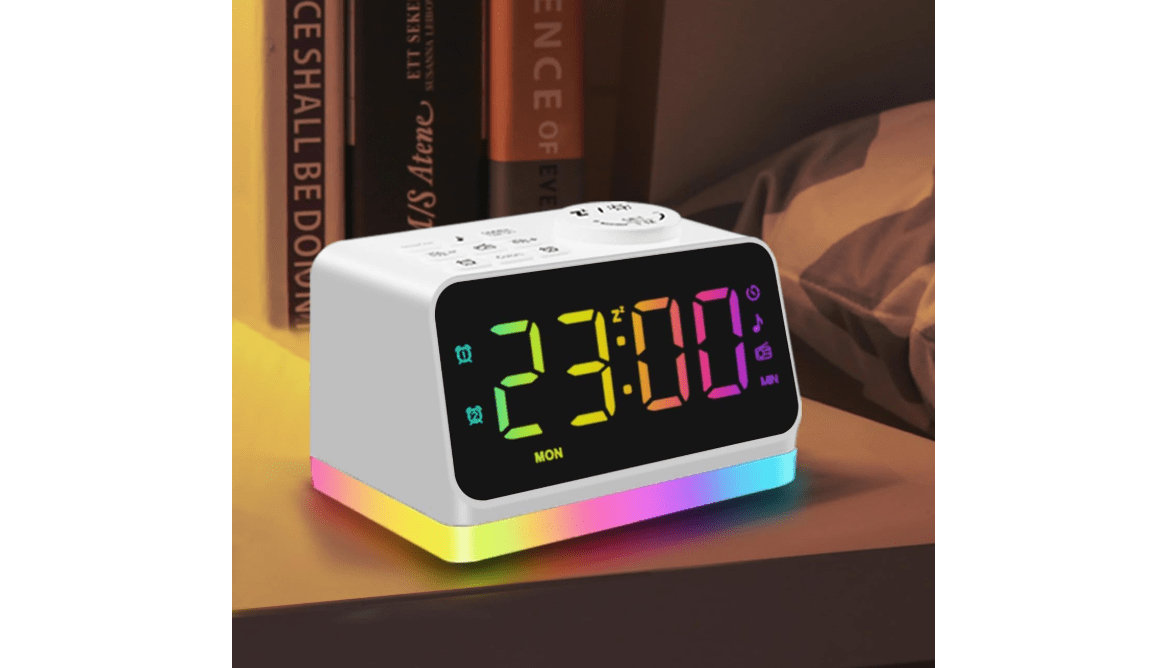 JALL Digital Alarm Clock with FM Radio for Bedroom, 8 Colors Night Light with 2 Charging Port, Sleep Sound Machines with Timer, Dual Alarm, Loud Alarm and...
