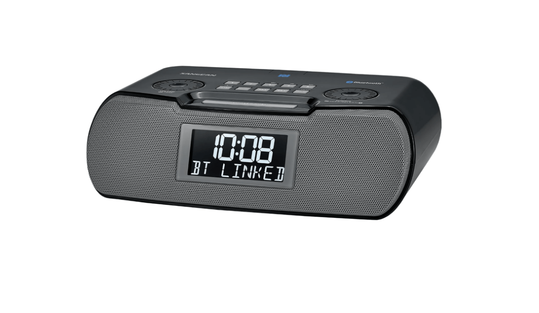 Sangean RCR-20 AM/FM Clock Radio with Bluetooth, Aux-in, USB Phone Charging, Digital Tuning, Battery Backup, Black

