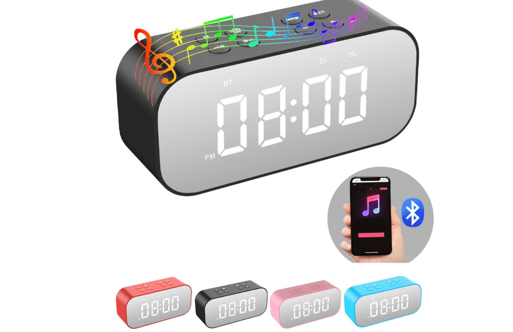 AFK Alarm Clock for Bedroom/Office,Digital Clock with Bluetooth Speaker,Small Alarm Clock for Heavy Sleepers Adults,Teens,Kids.
