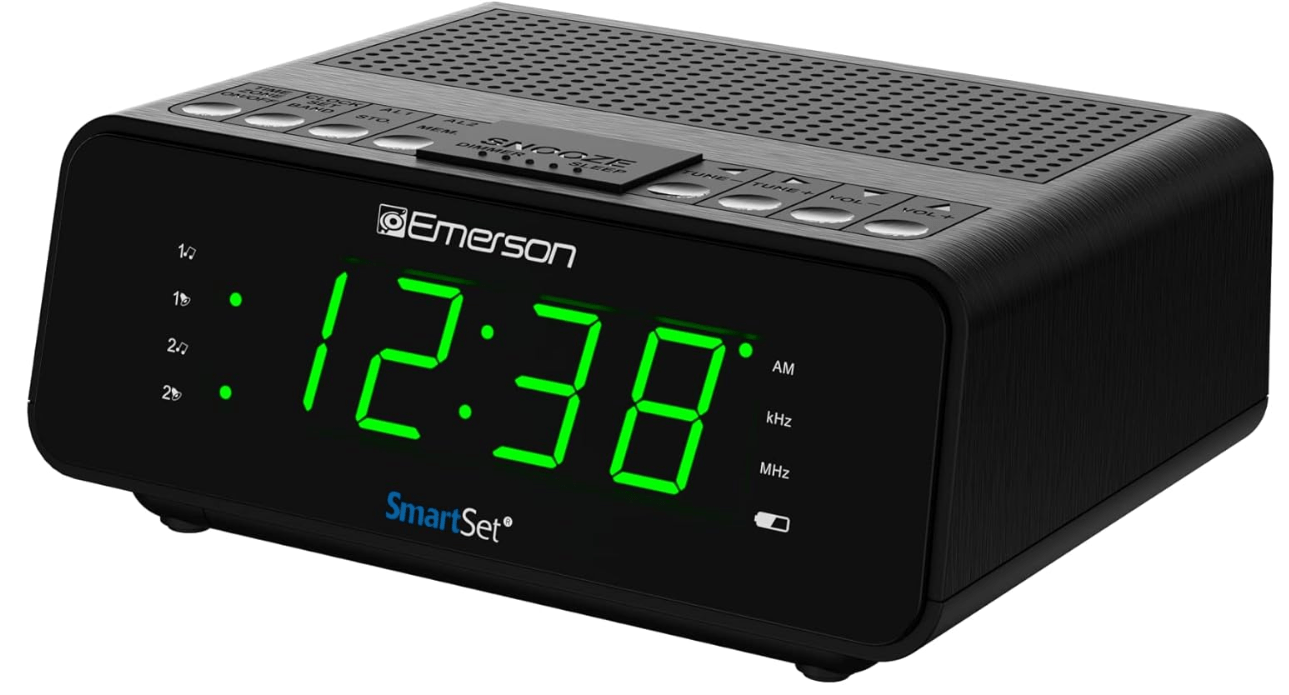 Emerson SmartSet Dual Alarm Clock Radio with AM/FM Radio, Dimmer, Sleep Timer and .9" LED Display, CKS1900
