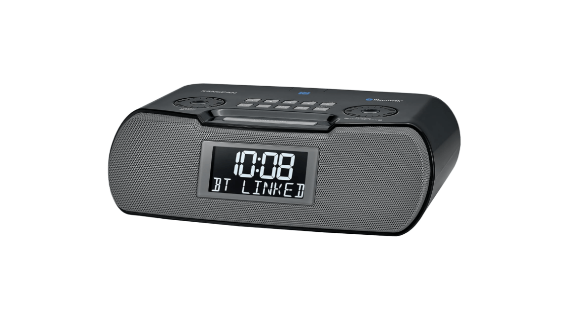 Sangean RCR-20 AM/FM Clock Radio with Bluetooth, Aux-in, USB Phone Charging, Digital Tuning, Battery Backup, Black
