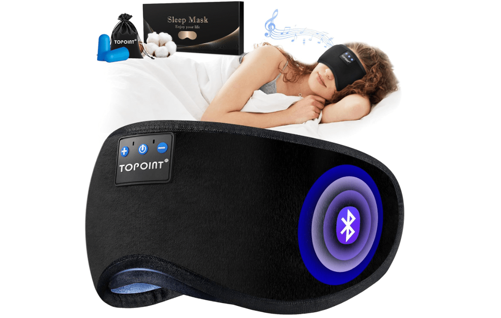 TOPOINT Sleep Mask with Headphones Bluetooth 5.4 Wireless, Sleep Headphones Earphones Earbuds with Microphone HD Speakers Music, Blackout Eye Mask for...
