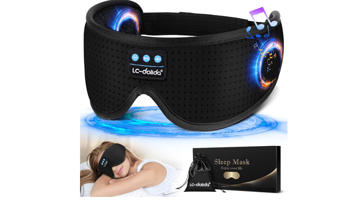 LC-dolida Sleep Headphones, White Noise Bluetooth Sleep Mask 3D Wireless Eye Mask Sleeping with Timing, Sleep Mask with Bluetooth Headphones for Side...
