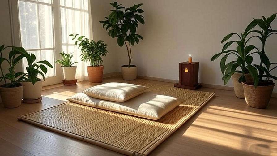 Cozy home setup for Gotama-inspired meditation space and daily practice.

