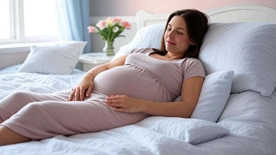 Pregnant woman in reclined open-knee position to turn breech baby.
