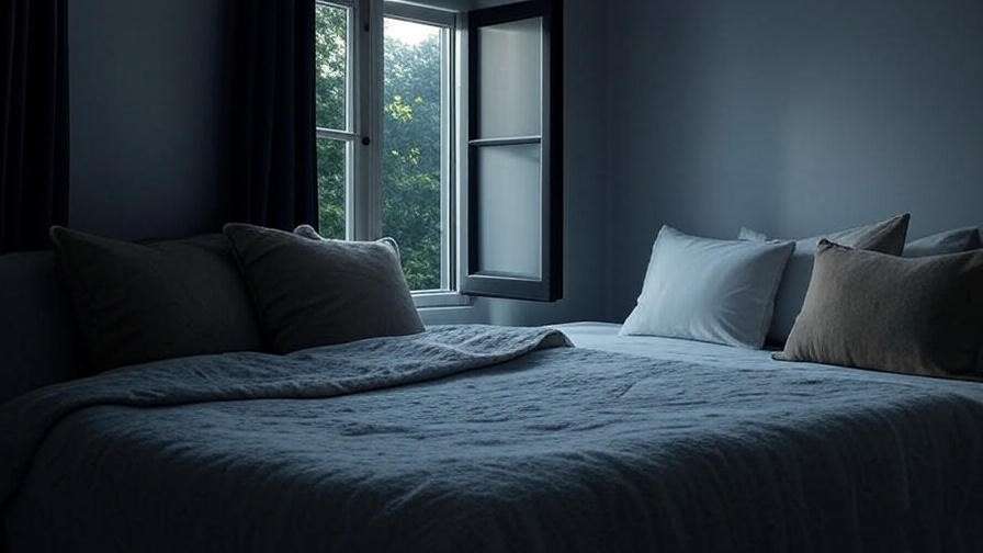 Serene bedroom with blackout curtains and comfortable mattress under moonlight for better sleep.