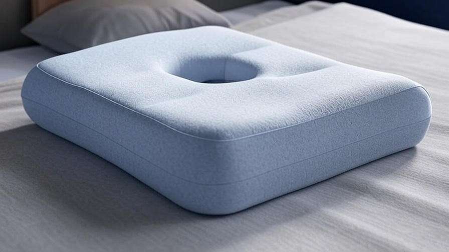 Ergonomic side sleeper pillow with arm hole on a modern bed, highlighting comfort and support.