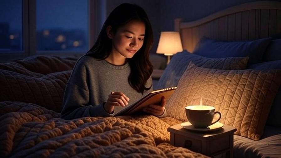 Person journaling sleep progress with herbal tea for Baileys Deep Sleep Therapy tracking.