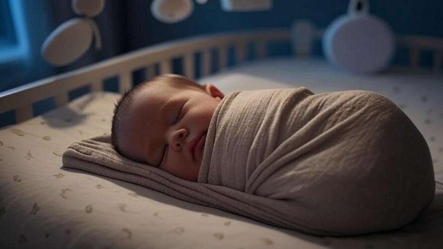  Peaceful baby sleeping in a crib with a starry mobile, illustrating the benefits of science-backed sleep training methods.
