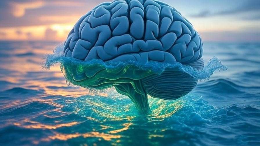 Brain illustration with meditation waves, highlighting science behind elders meditation of the day.