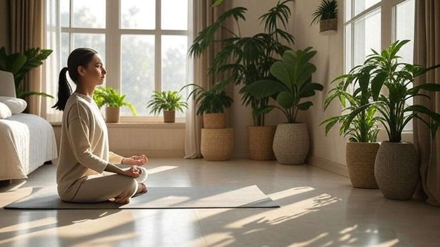 Person meditating in a wellness hotel room near Boston Logan Airport for holistic travel