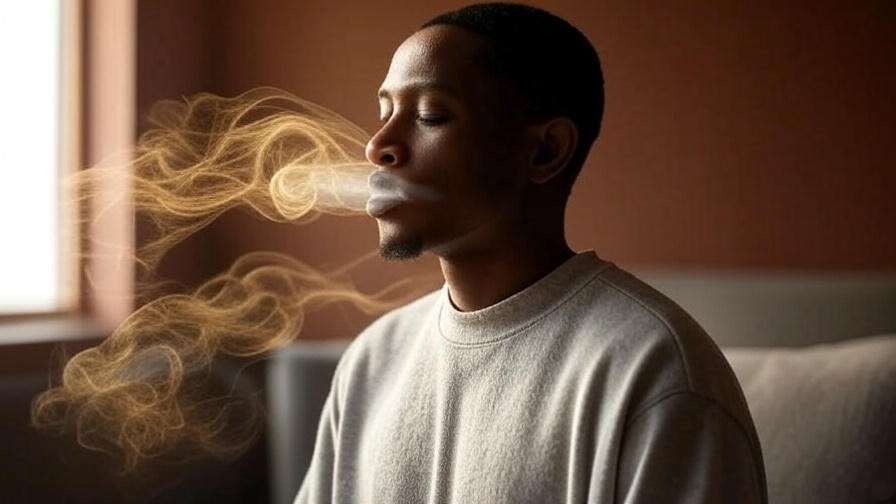 Person practicing 4-7-8 breathing technique for meditation and calm.