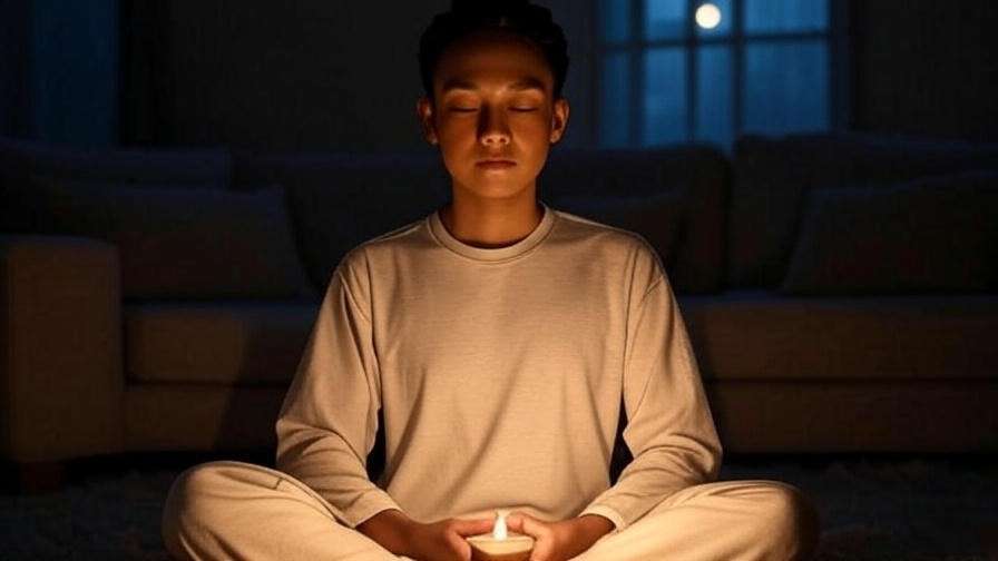 Person practicing mindfulness meditation in a calm, dimly lit room with candlelight.