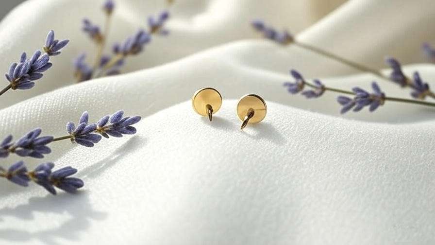 Close-up of hypoallergenic sleeper earrings with lavender for sleep comfort.