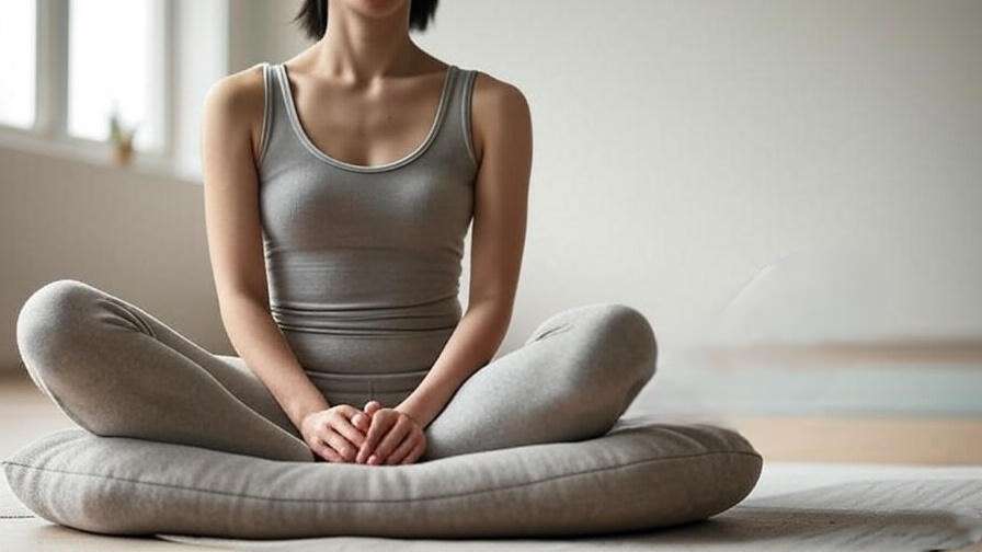  Person meditating on a Zafuko Meditation Cushion with proper spinal alignment in a serene room, highlighting ergonomic support.
